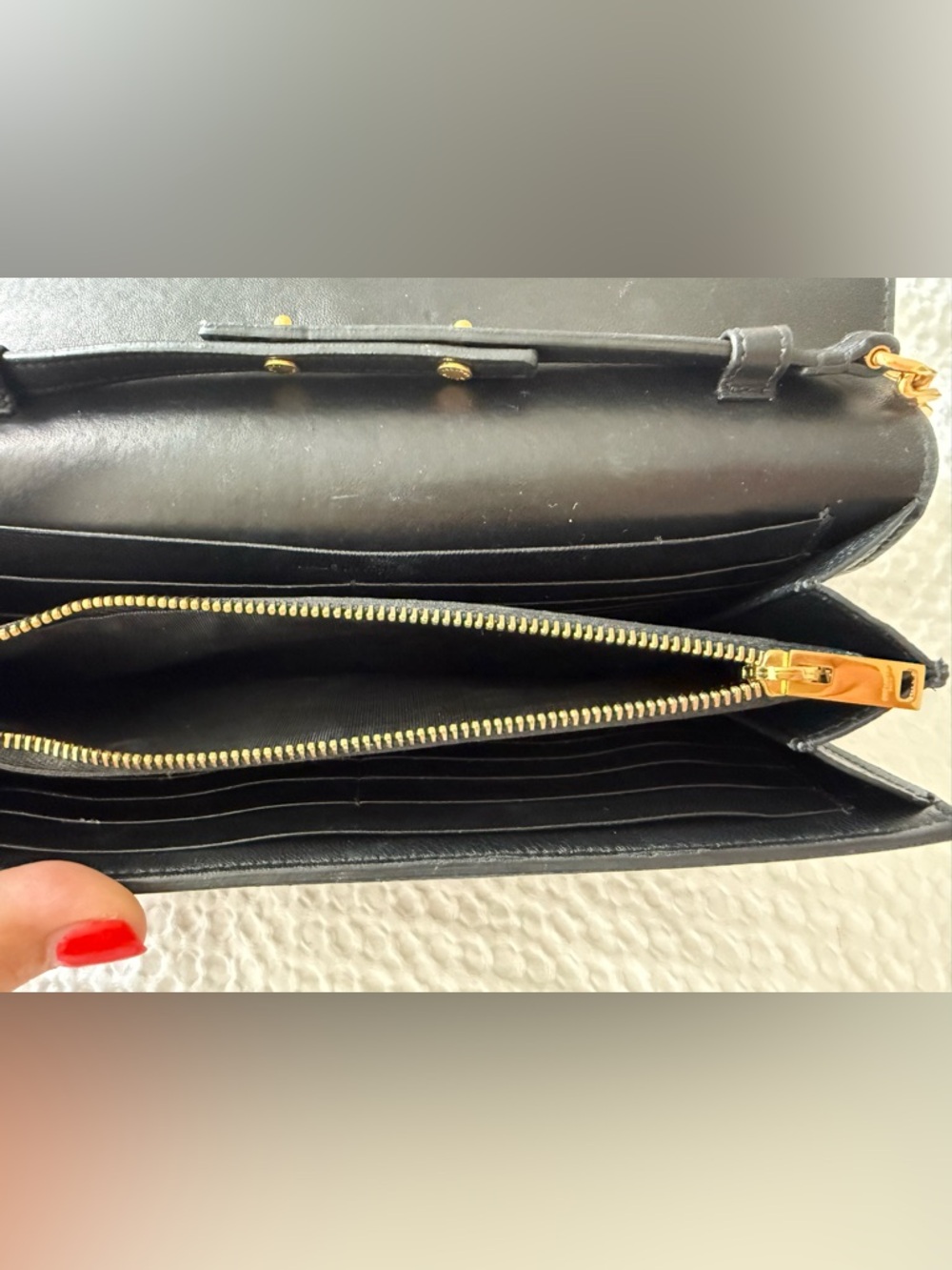 Saint Laurent Black Patent Leather with Gold YSL Emblem - Picture 6 of 6